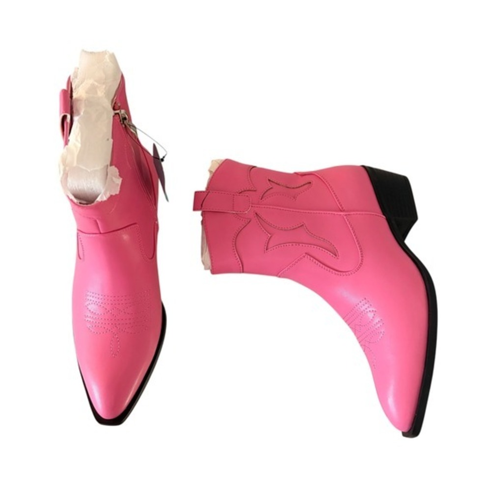 NEW Pink Western Ankle Boots Size 7 Barbiecore Cowgirl Pointed Toe